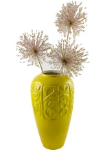 Large Mid Century Royal Haeger Geometric Tribal Tiki Design Yellow 14" Vase #482