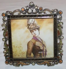  Tizo Jeweled w/ Crystals Enameled 4x4 Frame for 3x3 Picture"Strongwater-style"