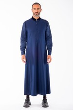 LAWUNG Al-Ameer Adult Men's Thobe Modern Design Blue Arabian Jubbah AA2212