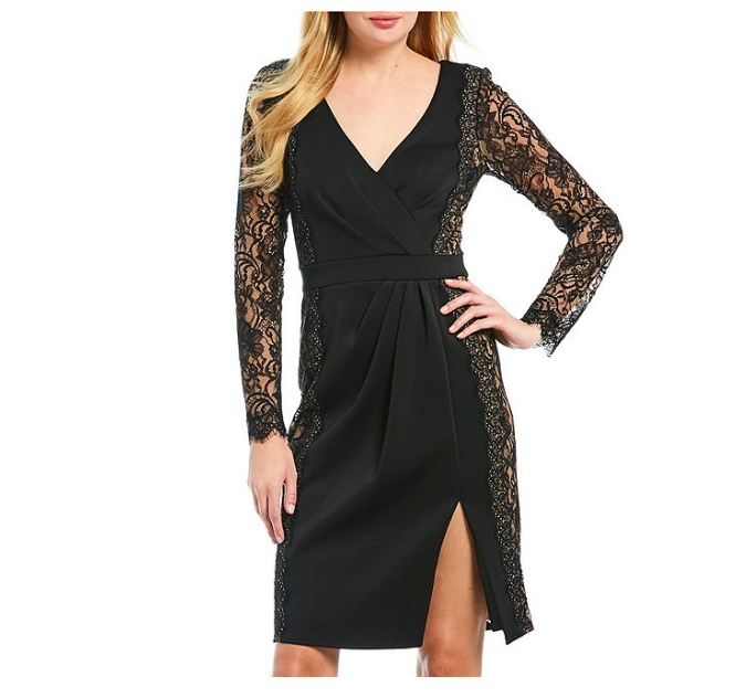 knee length dresses for ladies Tadashi Shoji Colorblock Lace Cocktail Dress main image 1