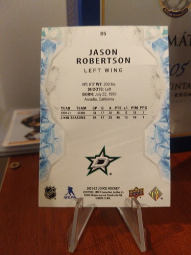 Tarjeta de hockey cubierta superior ICE 21-22 JASON ROBERTSON estrellas verdes de Dallas #85 - Imagen 3 de 3