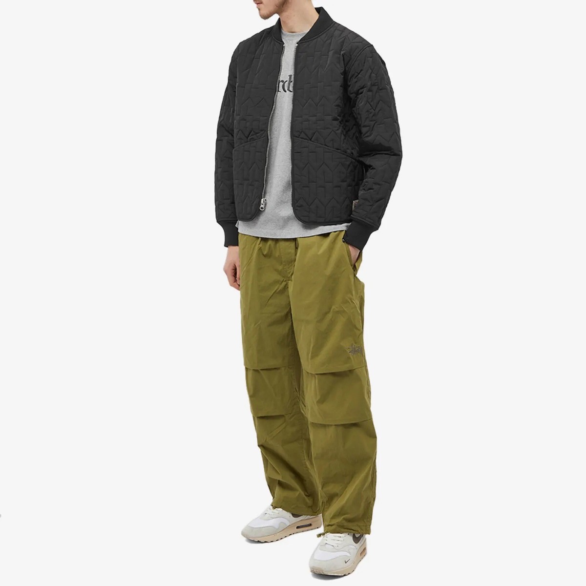 Stussy Quilted Liner Jacket Men's Size XL Black Nylon Full Zip w