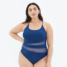 Summersault NWT The Causeway one piece bathing suit mesh Belize blue size 12