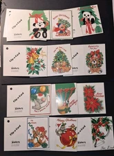 Vintage Christmas Cure Animals Mini Card Tags Lot 13 Pcs.