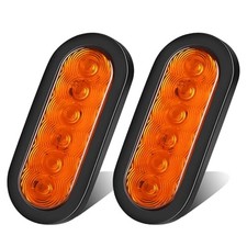 2PCS 6 Inch Oval Amber Trailer Tail Lights 6'' LED Stop Turn Signal Amber 2pcs