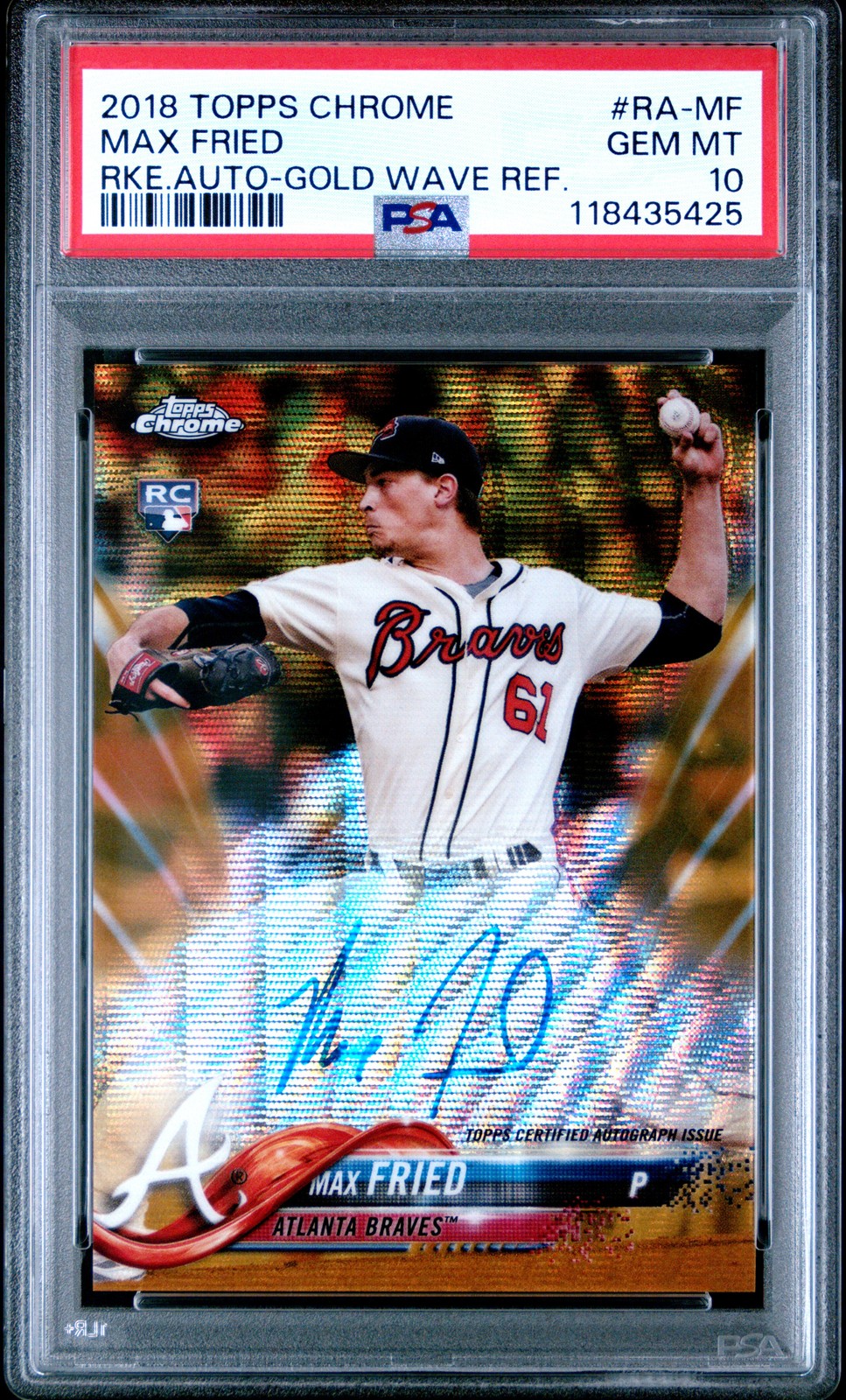 2018 TOPPS CHROME ROOKIE AUTO GOLD WAVE REFRACTOR MAX FRIED 24/50 PSA 10 AUTO