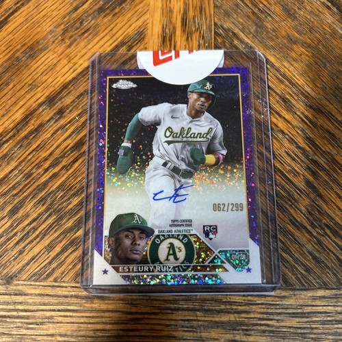 2023 Topps Chrome Esteury Ruiz Rookie Auto Purple Speckle #/299