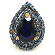 925 Silver Handmade 10 x 14 mm. Blue Sapphire Ring Size 6.25 Black Friday