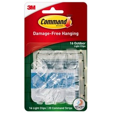 Command Outdoor Light Clips, 16 clips, 20 strips, Water-Resistant Adhesive 0.46 per strip