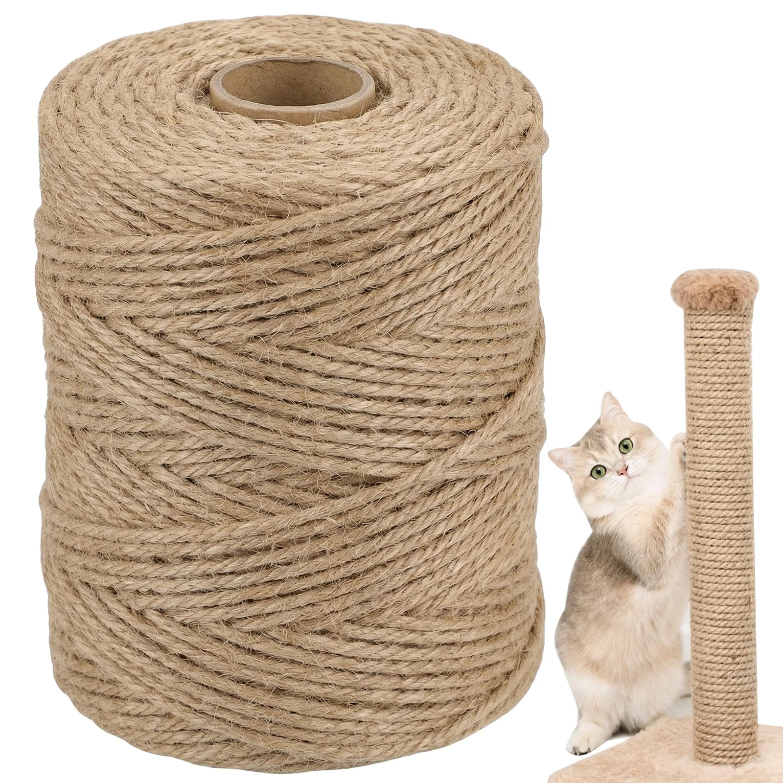 Natural Sisal Rope for Cat Scratcher, 1/4 Inch x 164 Feet x 164