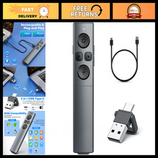 2-in-1 USB Type C Wireless Presenter Remote, Rechargeable Clicker for PPT, Slide