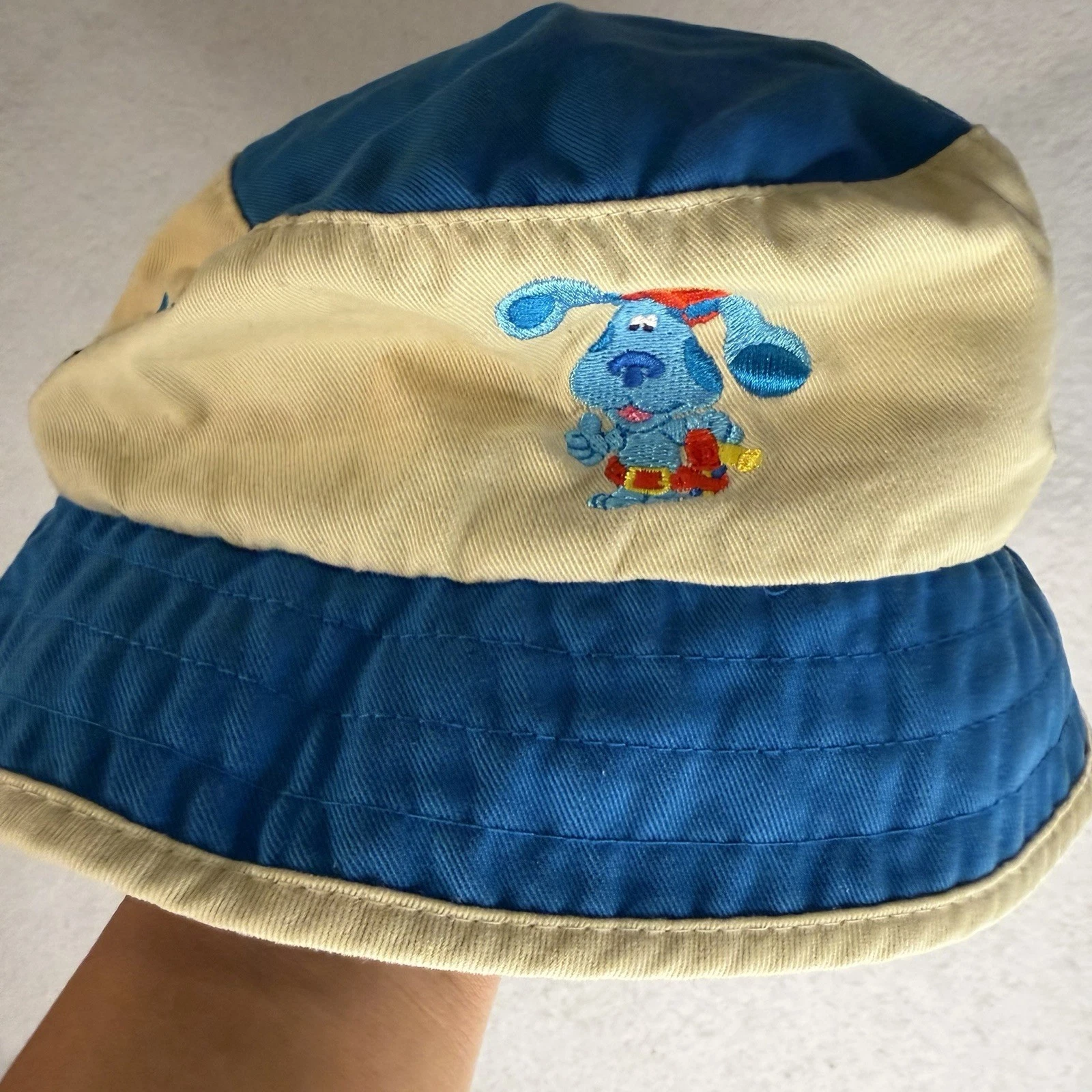 Vintage Blues Clues Kids Bucket Hat 2000 Carpenter Khaki Blue Embroidered Tools