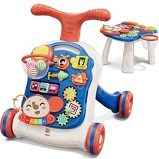 QDRAGON 3 in 1 Baby Walker and Activity Center for Boy, Learning to Deep Blue