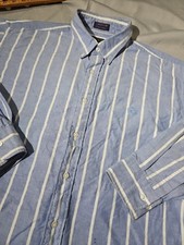 Vintage Chaps Ralph Lauren Shirt Mens 16.5 34 35 Blue Striped Oxford Preppy 90s