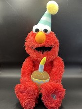 13" Gund Happy Birthday Elmo Plush Sings Moves Sesame Street Cupcake 2019 Rare