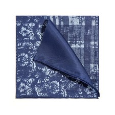 Men's 100 Silk Blue Multi-Pattern Plaid Dot Geometric Pocket Square Scarf 11.8"
