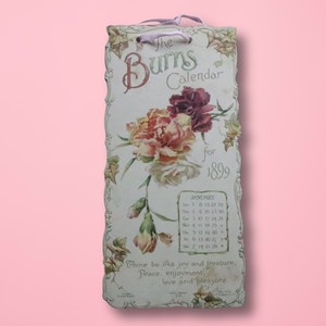 1899 Burns Calendar Ernest Nister Die Cut Hanging Calendar Bavaria Dutton