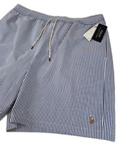 Polo Ralph Lauren Men's Traveler Seersucker Swim Trunks Blue XLT New