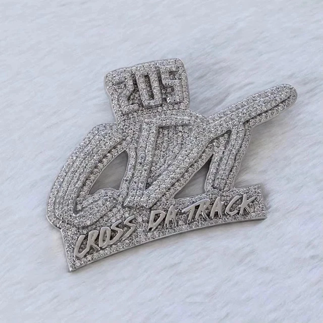 3Ct Round Cut Real Moissanite Custom Letter Men's Pendant 14K White Gold Plated - Image 4 of 4