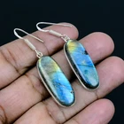 Labradorite 925 Silver Plated Handmade Earrings of 1.97"