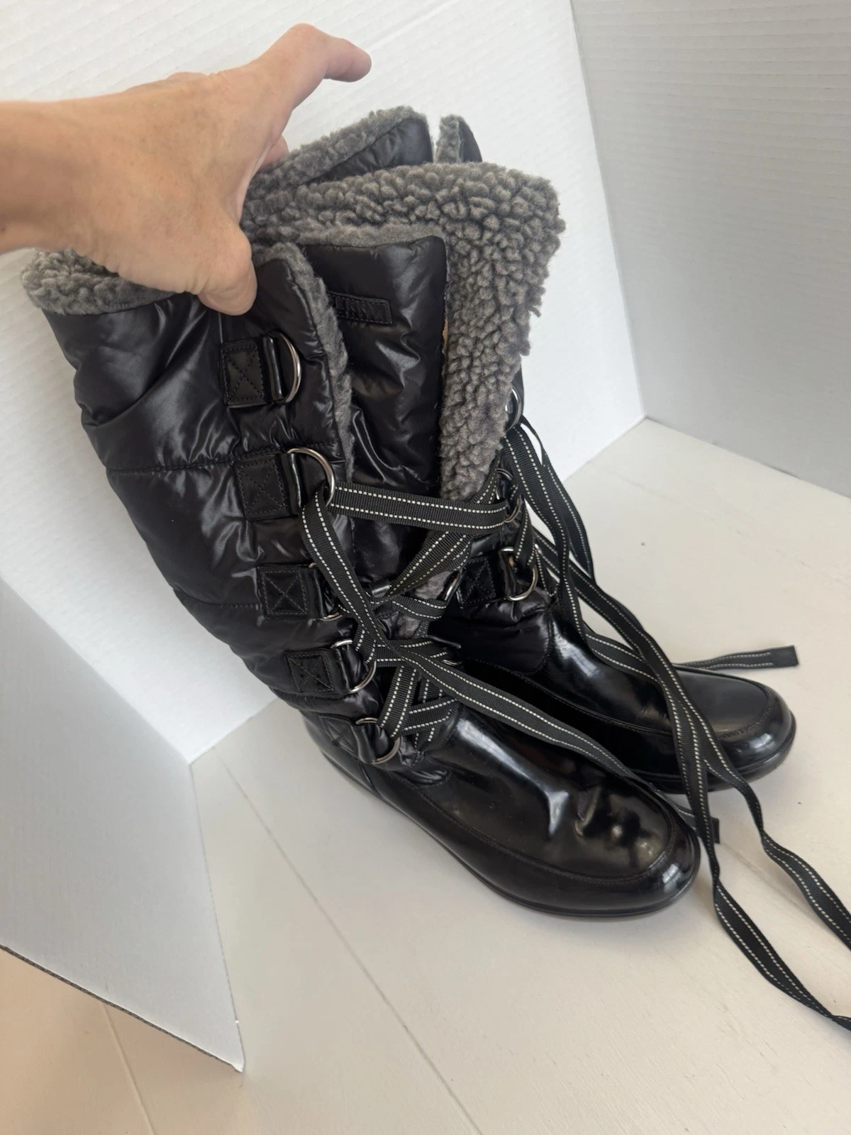 Womens Sperry Tall Snow Boots Size 7 Waterproof Black