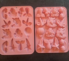 LOT AK, 2 fantasy, unicorn, rainbow silicon moulds. 1 NEW 1 used. Resin Crafts
