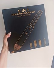 5 IN 1 Blow Dryer Brush Set- White Gold 6 Pieces-Curling Iron Blow Dryer