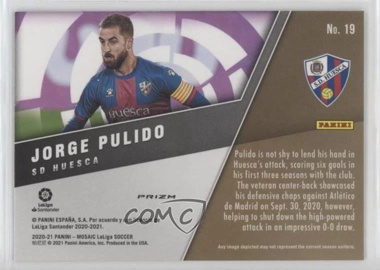 2020-21 Panini Mosaic La Liga Montage Mosaic Prizm Jorge Pulido #19 Rookie RC - Image 2 of 2
