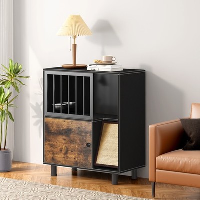 Cat Feeding Station, Feeding Station With Cat Scratching Board, Cat Locker With 