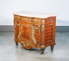 ⚜️ Ancien Commode Style Louis XV Modèle Riesner En Bois Marqueté Bronze Crédence