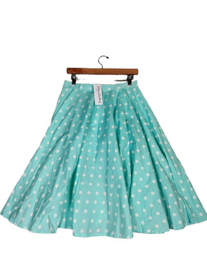 Magnolia Park Midi Skirt Women's Medium Mint Green White Polka Dot A-Line NWT