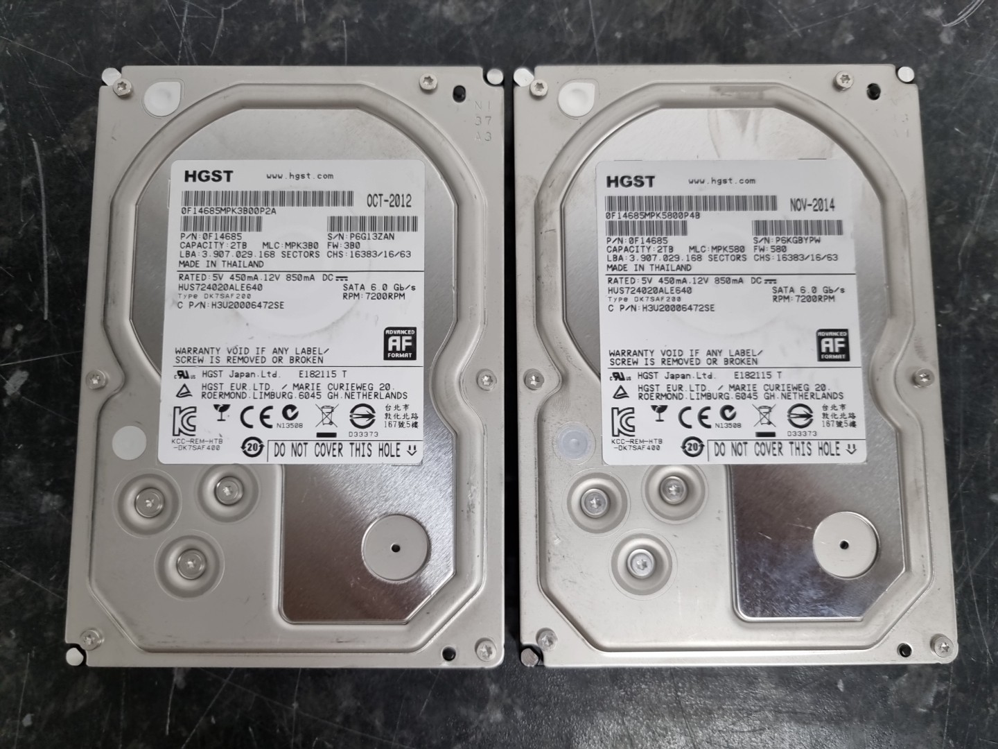 HGST Ultrastar 7K4000 HUS724020ALE640 2TB 3.5"" Desktop HDD SATA - Job Lot x2
