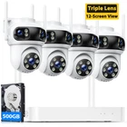 10CH NVR 3K Security Camera System, Triple-Lens WiFi Outdoor Wide Angle Display