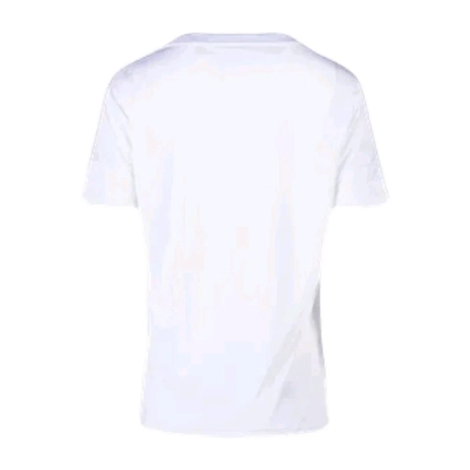 Camiseta Adidas feminina CUSQ25 listras brancas e brancas tricô preto tamanho médio nova com etiquetas - Imagem 2 de 4