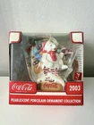 2003 Coca Cola Pearlescent Porcelain Bear & Penguin Soda Christmas Ornament