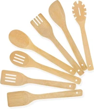 Wooden Spoons for Cooking 7Piece Kitchen Nonstick Bamboo Cooking Utensils Set