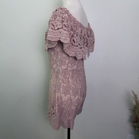 Fashion Nova Size Large Blush Lace Crochet Off The Shoulder Romper