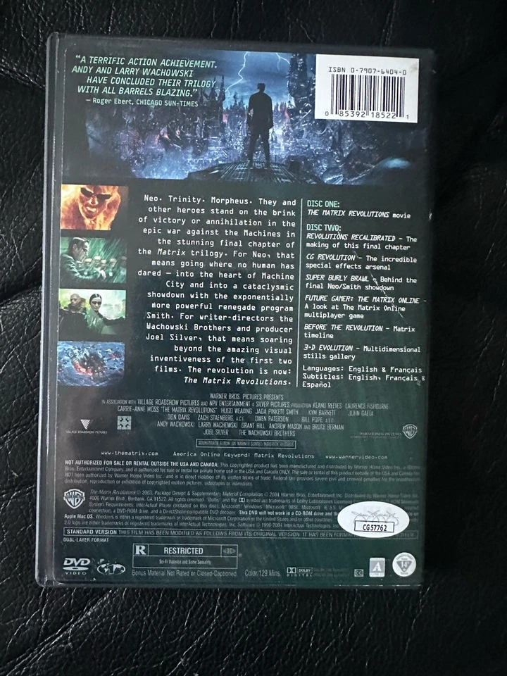 Keanu Reeves  Signed Matrix Revolutions DVD JSA  COA   CG57762 - Image 3 of 4