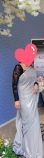 Elegant Party Wear Silver Sari With Blouse Piece , worn Just Once