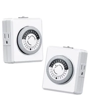 DEWENWILS 24-Hr Mechanical Timer Outlet, Dual 3-Prong, 1 or 2 Pack, ETL