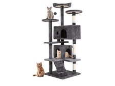 54" Cat Tree Tower  Light Gray  Sturdy, Easy to Assemble, Multi-Level Activit
