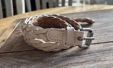 Genuine Leather Braided Belt White Size Xl Made In Guatemala