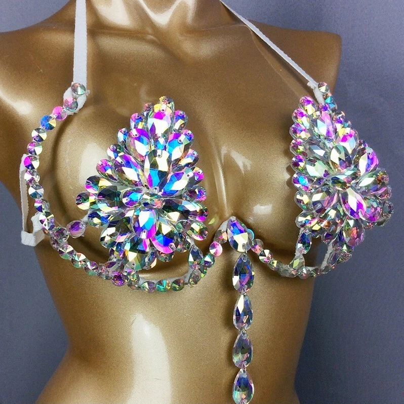 Handmade Rainbow Diamond Stone Samba Carnival Festival Bikini