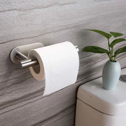 Stainles Steel Toilet Roll Paper Holder Strong Self Adhesive Stick Wall Mount - Picture 3 of 19
