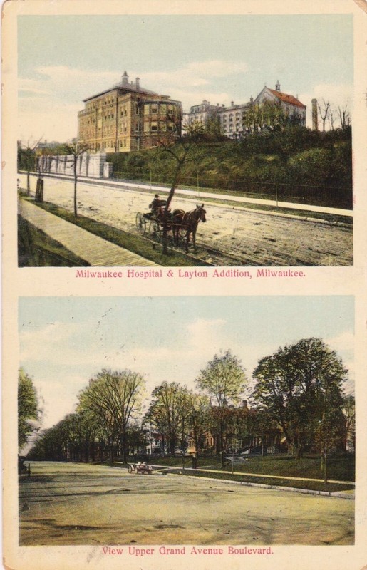 Milwaukee, WI, Postcard, Milwaukee Hospital/Grand Ave, # 112, Frank G. Smith Co.
