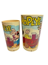 2 Vintage 1979 Popeye Plastic Drinking Cups By Deka
