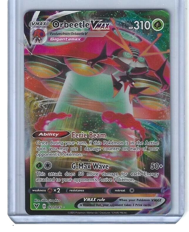 Orbeetle VMAX 021/185 HP310 Holo Rare Pokemon Sword & Shield