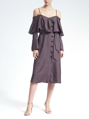 NWT $248 Banana Republic Olivia Palermo Silk Ruffled Midi Dress Size 6P |  eBay