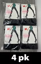 4pk Hanes Q02088 Control Top Opaque Shaper Tights, Black Size XL/XXL