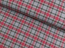SCHOTTENKARO Karo Stoff Tartan Glencheck Kilt GRAU ROT Klein EUR 13,98/m